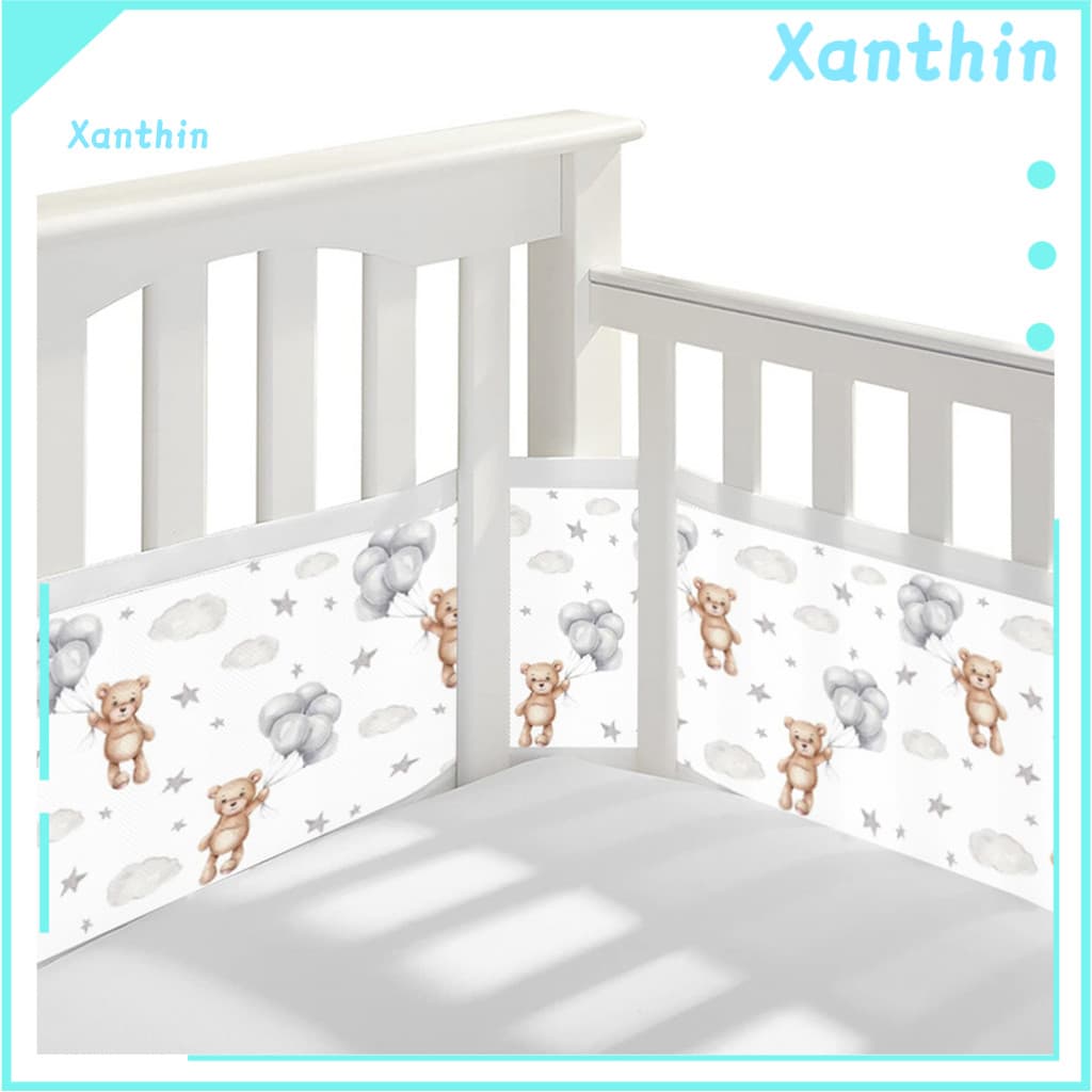 Limb Protection Crib Bumper Liner with 6 Reinforcement Straps Breathable Mesh Double-sided – Baby Safety Barrier Easy 