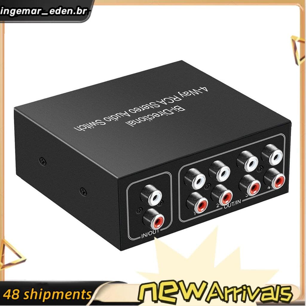 1 Peça 4 Portas Caixa De Switcher De Áudio Bidirecional Interruptor Rotativo Plug Play Divisor Metal Para TV Game Consol