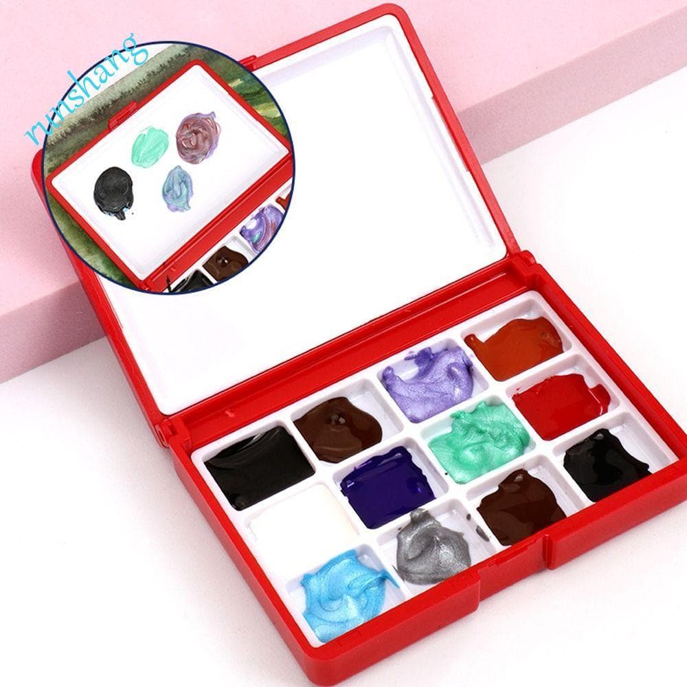 RUNSHANG Mini Caixa De Aquarela , Pigmento De Pintura De Grade 12/24 Vazia , Paleta De Esboços De Viagem De Artista Port