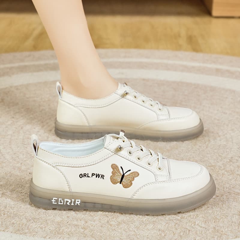 Borboleta sapatos brancos femininos outono novo estilo sapatos casuais planos