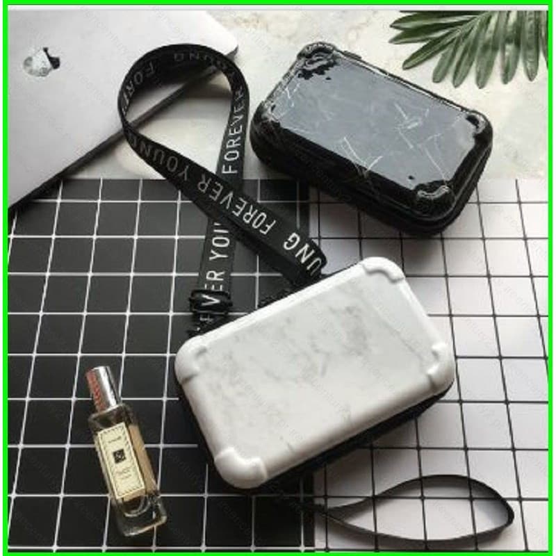 GC2 mini Bolsa Para Celular Mala Bagagem Mármore Preto E Branco Pequeno Saco Caixa Quadrada Estilingue Carteira