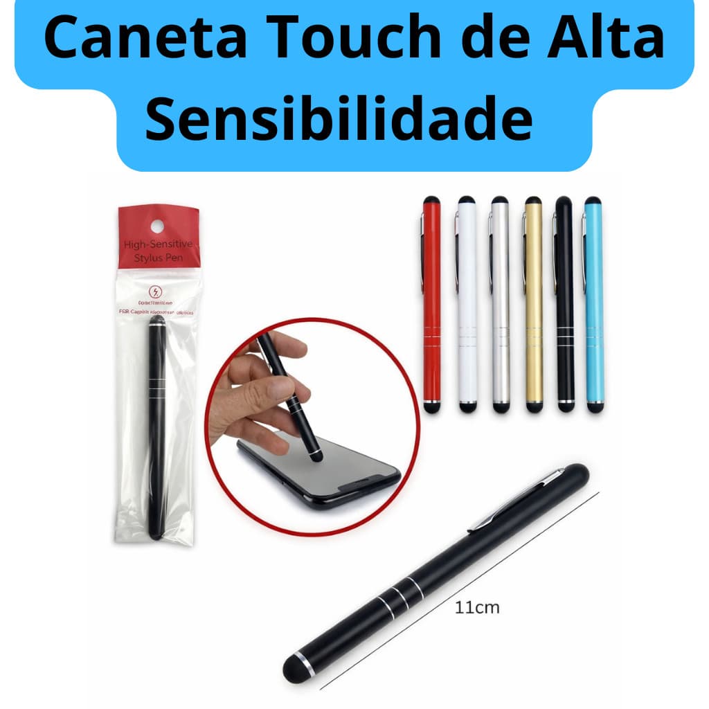 Kit Caneta Touch Screen Universal para Tablet, Celular, Tablet, Tela Desenho Cores Sortidas