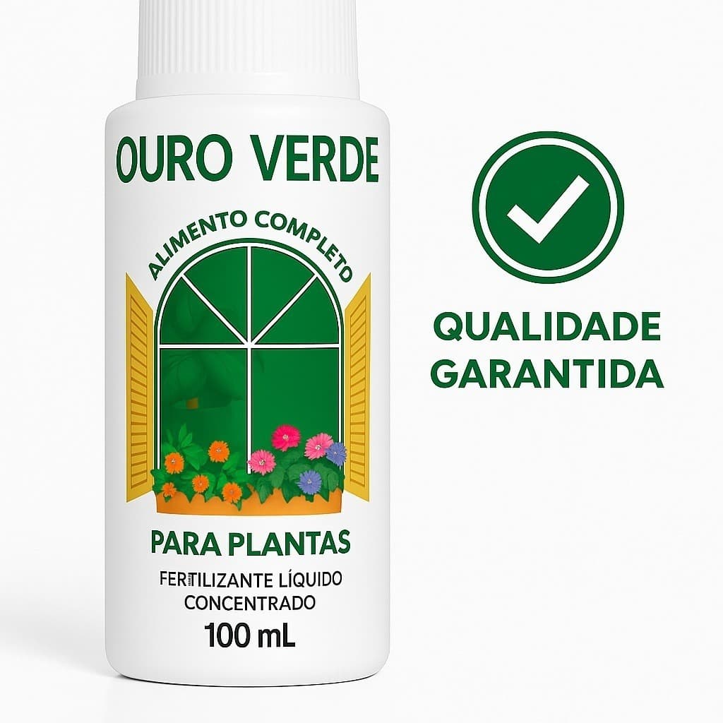 Adubo Ouro Verde 100ml Fertilizante Líquido para Plantas e Flores Folhagem E Jardim