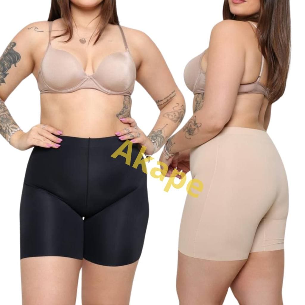 Short segunda pele feminina Lisa Berge Preto cinta Bermuda Modeladora  Lisa Sem Costura Confortável.