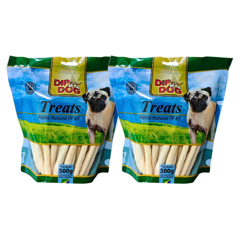 Osso Palito Natural de Couro Bovino Nº 85 (85mm) – Petisco Canino – 2 Pacote 500g