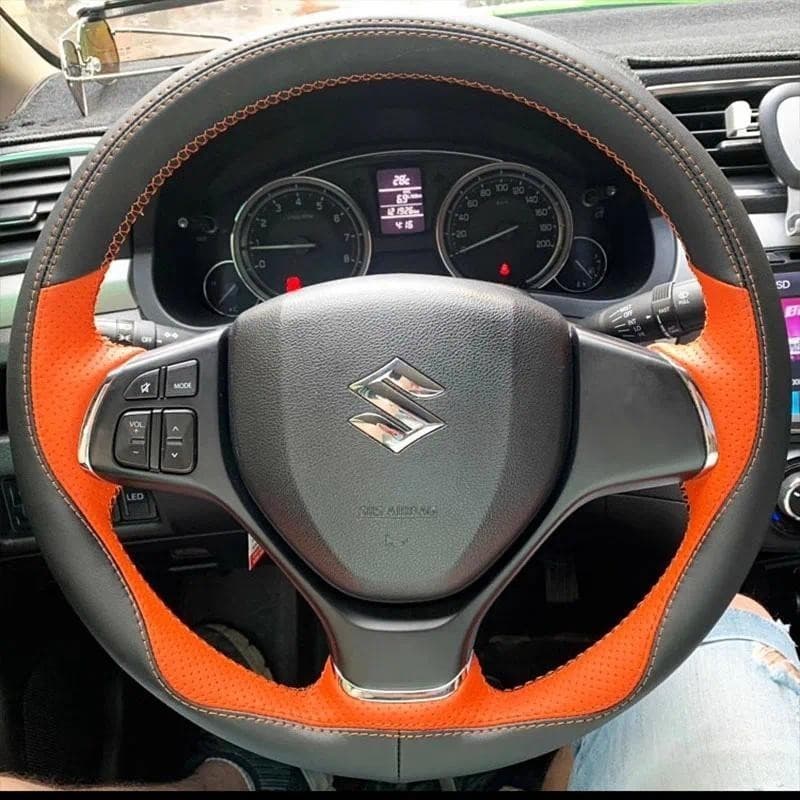 Para Suzuki Baleno 2016-2019 Alivio 2015 DIY Costurado À Mão Antiderrapante Couro Genuíno Estilo Esportivo Capa De Volan