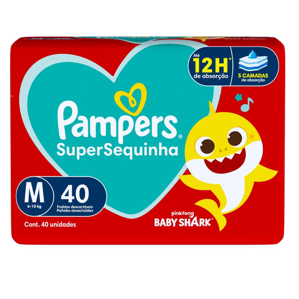 Fralda Descartável Pampers Supersequinha Mega M 40 Unidades