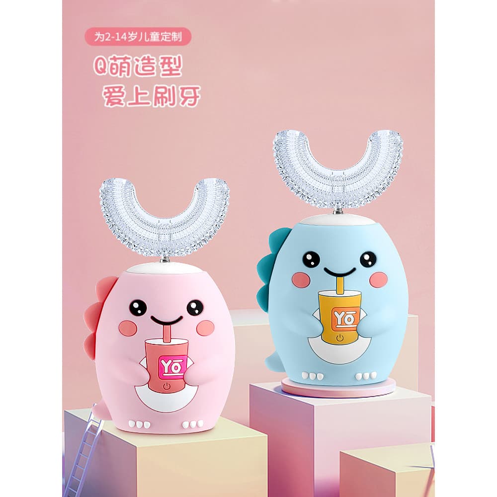 [Compras no Exterior] Escova de Dentes Elétrica em Forma de U para Meninos e Meninas, Cuidado para Crianças de 2-3 a 5-6