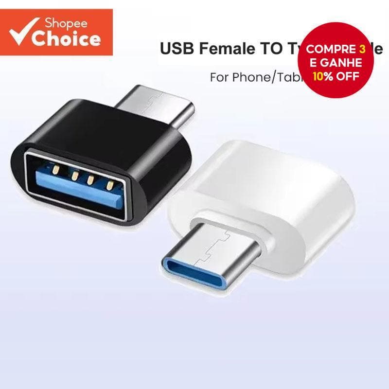 Adaptador USB Tipo C para Transferência de Dados de Computadores e Telefones