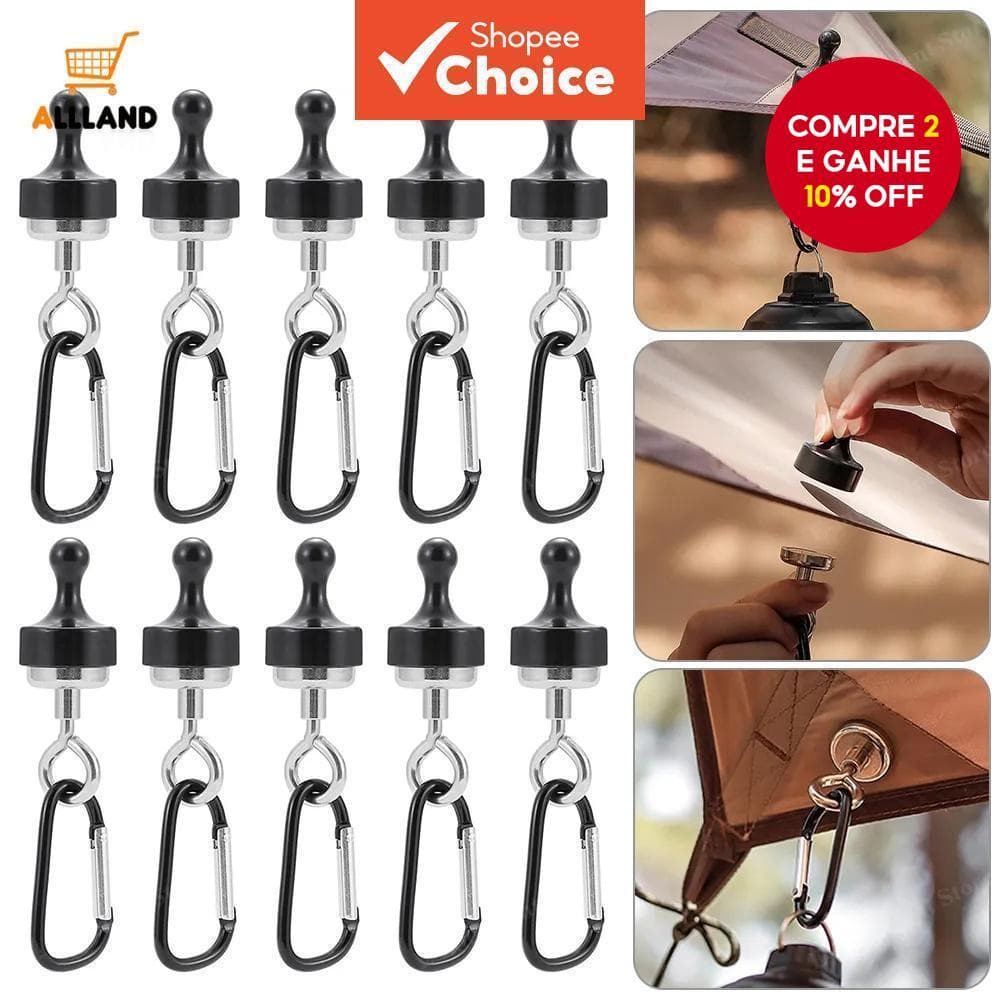 Gancho Magnético Multiuso Para Acampamento , Barraca Com Mosquetão , Adequado Camping , Viagens , Piquenique