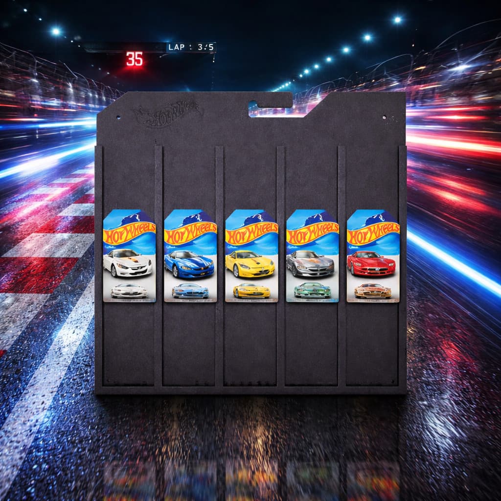 Porta Blister Expositor para Carrinhos – Preto Elegante