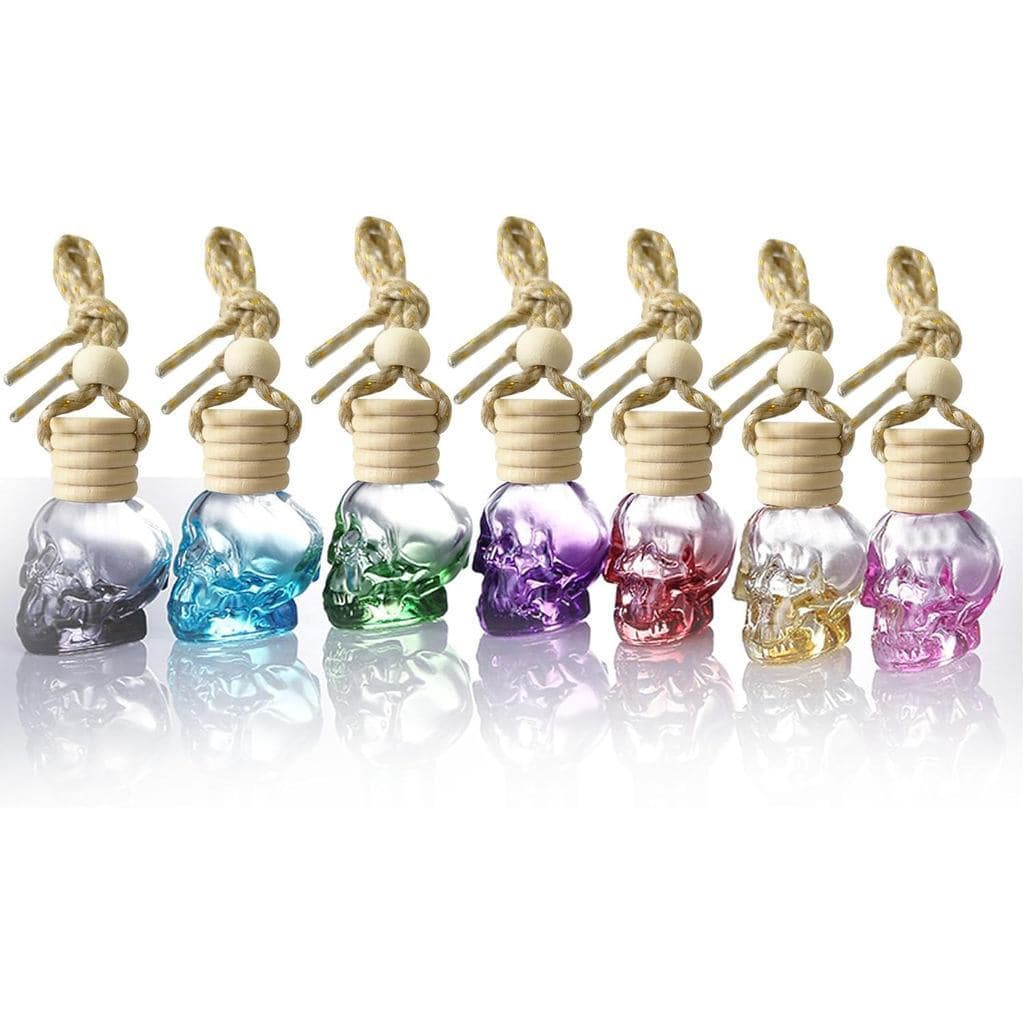 7 Frascos Mini de 10ml em Forma de Caveira para Perfume, para Aromatizador de Ar de Carro, Difusor de Óleos Essenciais, 