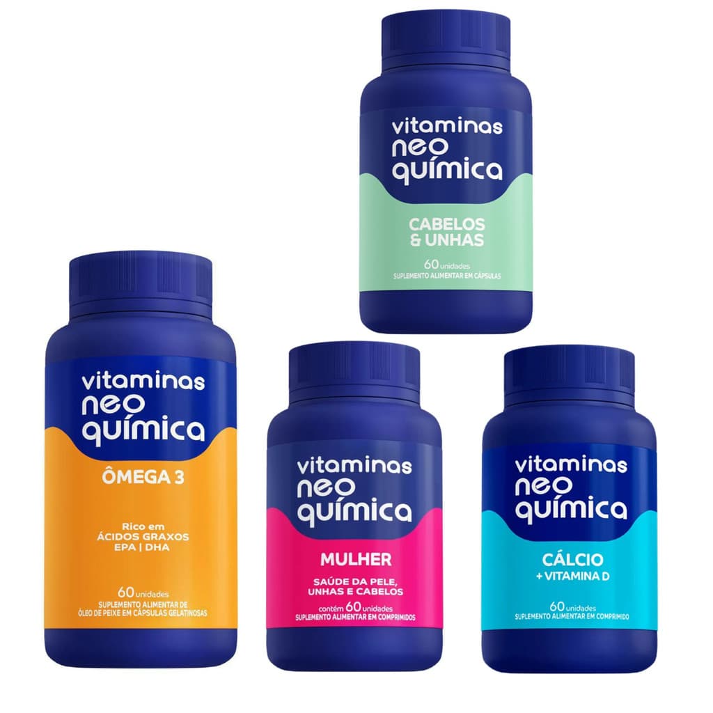 Kit De Suplementos Neo Química Saúde Mulher A-Z Mulher/Cálcio/Cabelos E Unhas/Ômega 3