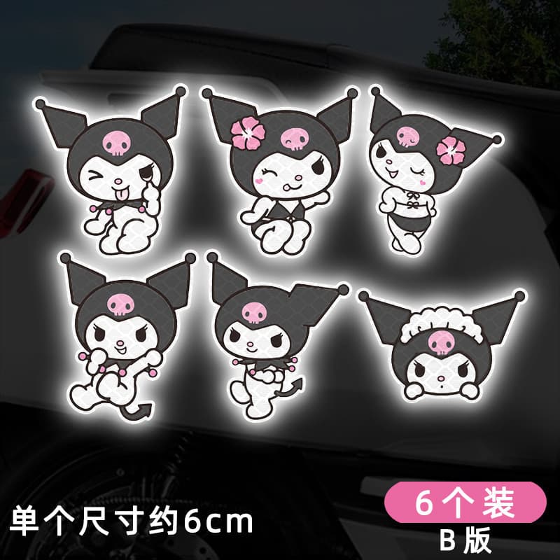 Kuromi Adesivo Reflexivo Carro Desenho Animado Bonito Adesivo Decorativo Adesivo de Advertência