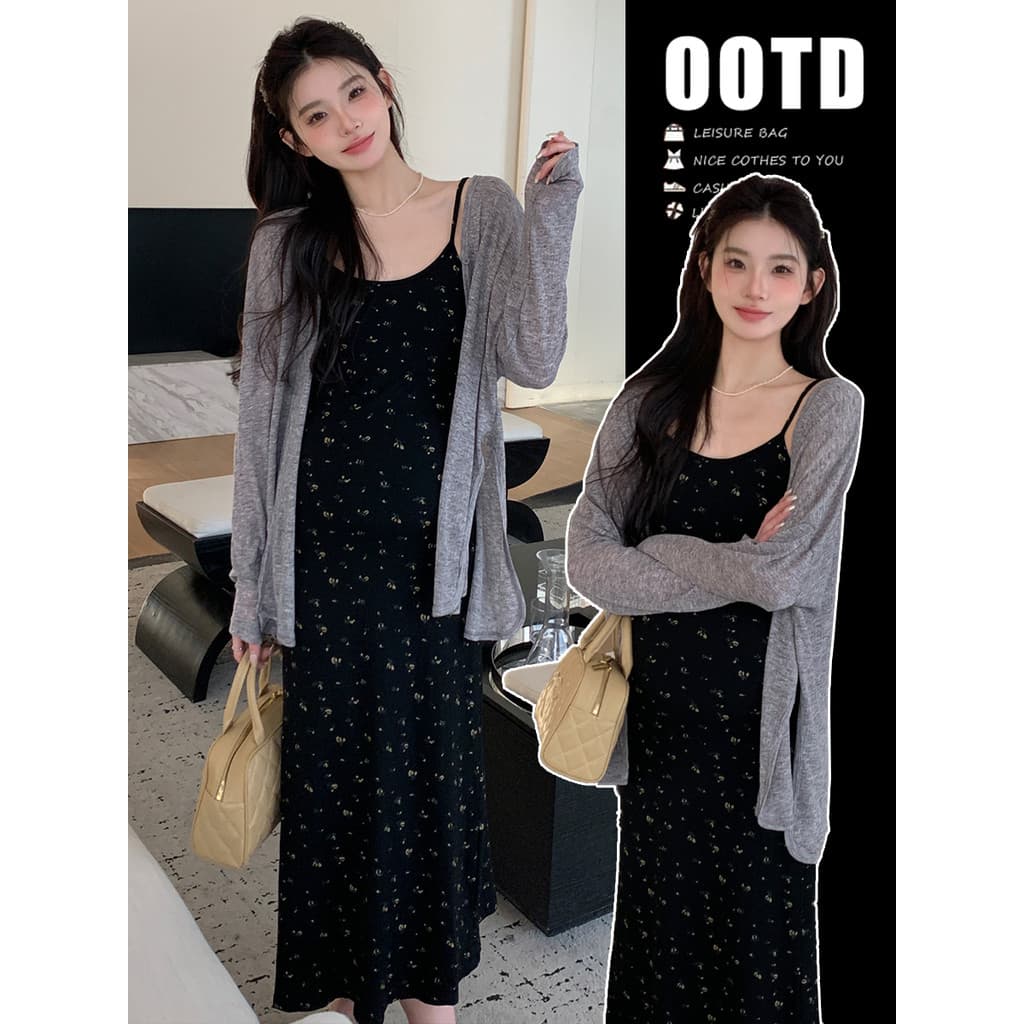 Vestido de primavera para maternidade 2026, novo estilo, roupa para gravidez, vestido Floral de alta qualidade, sem apar