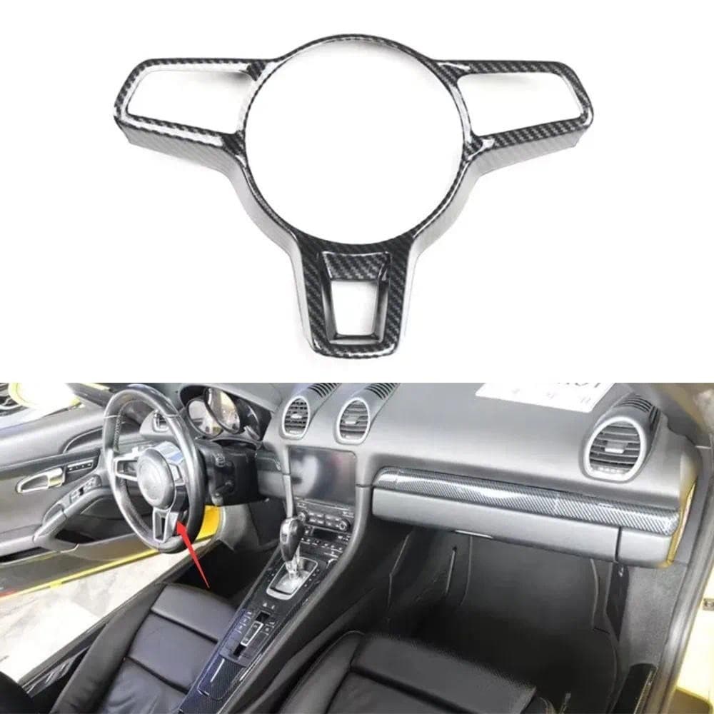 Para Porsche 911 718 2013-2019 Decoração Do Volante Carro Guarnição Adesivos Interior Molduras De Estilo Automático