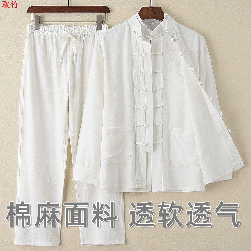 Primavera verão Tang terno masculino estilo chinês algodão linho terno estilo chinês roupas de manga comprida roupas de 