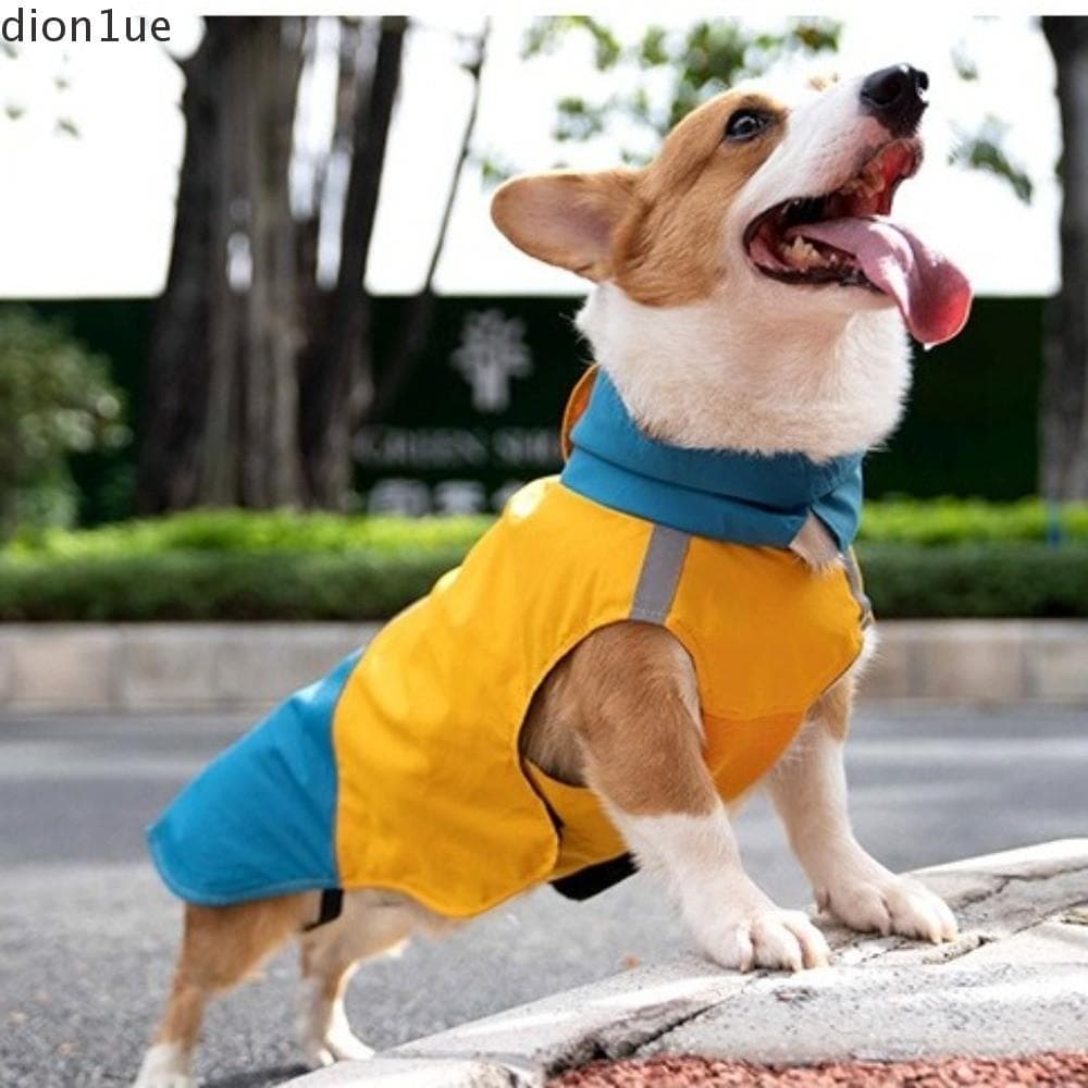 DION1UE Jaqueta De Chuva Para Cães , Capa Impermeável Com Gola Alta E Listras Reflexivas Buraco De Trela À Prova De Vent