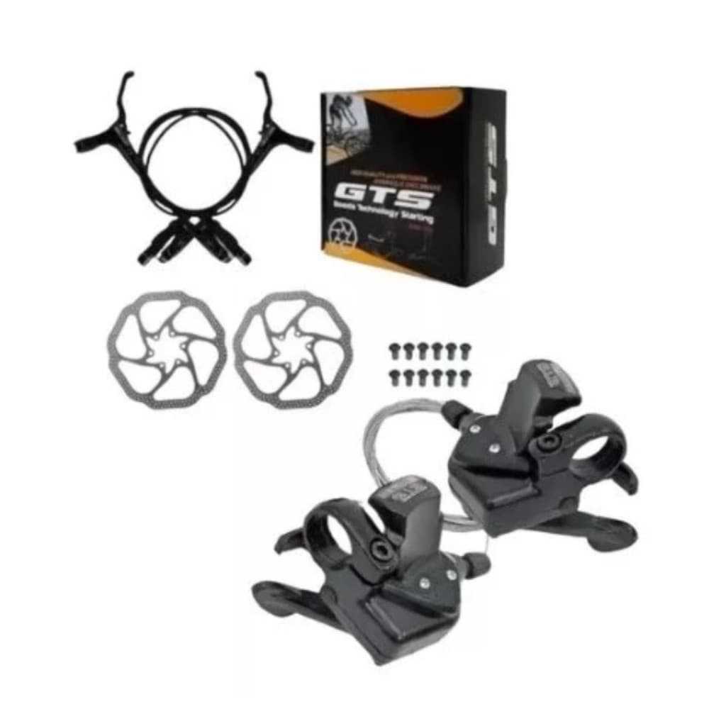 Freio Á Disco Hidráulico gts Completo + Par de Passador trocador Gts 7v / 8v para bike bicicleta