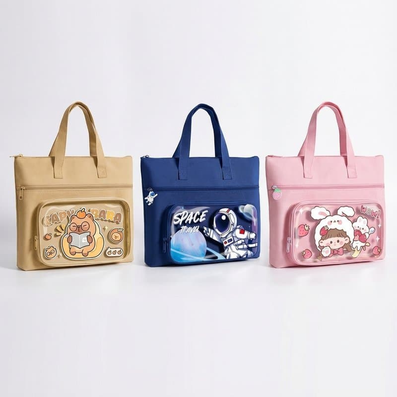 Pasta Maleta Escolar A4 Com Alça e Zíper Bolsa Organizadora Impermeável Grande Capacidade