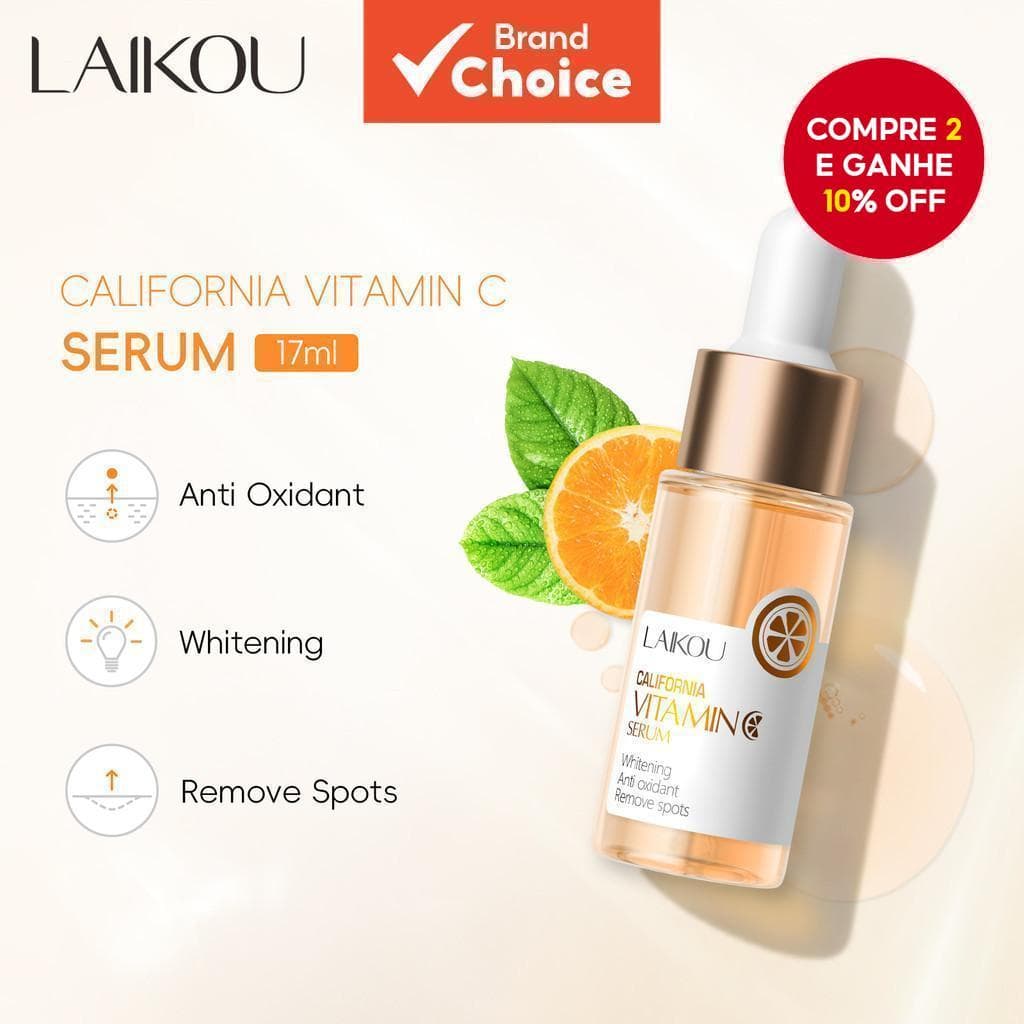Sérum de Vitamina C LAIKOU Califórnia Clareador Antioxidante Essência de Manchas Escuras VC 17ml