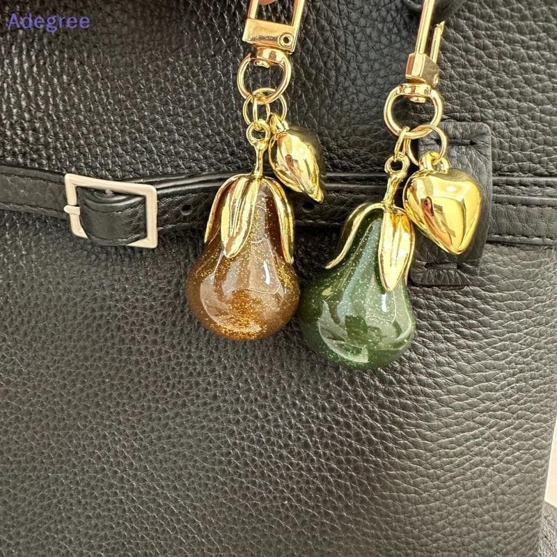 Adegree Moda Requintado Pêra Chaveiro Simulação Resina Frutas Pingente Saco Encantos Bolsa Pendurado Decoração Casal Pre