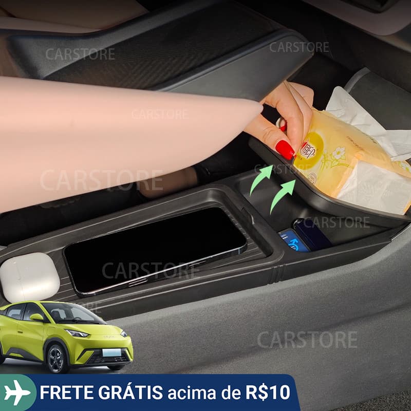 Para BYD Dolphin Mini Controle Central TPE Caixa De Armazenamento De Camada Dupla Cobertura Completa Acessórios