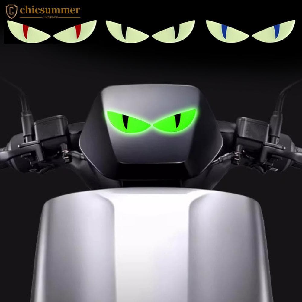 CHICSUMMER 1 Par 3D Olho Do Diabo Luminoso Capacetes De Motocicleta Adesivo Luz Noturna Decoração Para KTM Adesivos Refl
