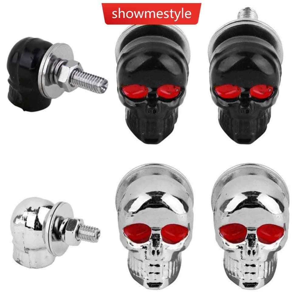 SMS 2 Pçs Crânio Placa De Licença Quadro Parafusos Prendedor Tampa Motocicleta Carro Caminhão Auto D2H5