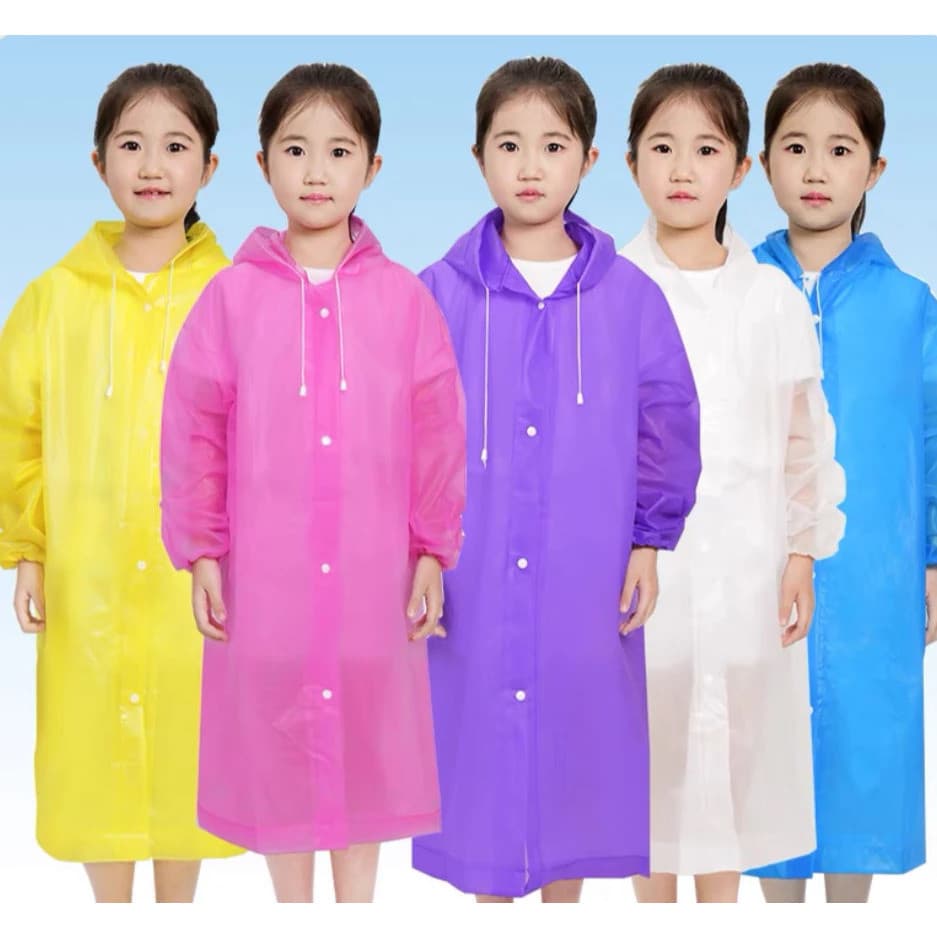 Capa de chuva INFANTIL Unissex Grossa e Longa em Vinil Capuz Confortável Protetora LW80503
