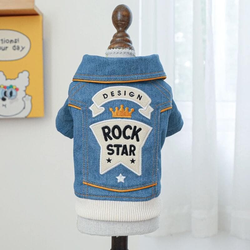 Roupas Para Animais De Estimação Cão Gato Primavera Bonito Rock Denim Casaco Adequado Cães Pequenos A Médios