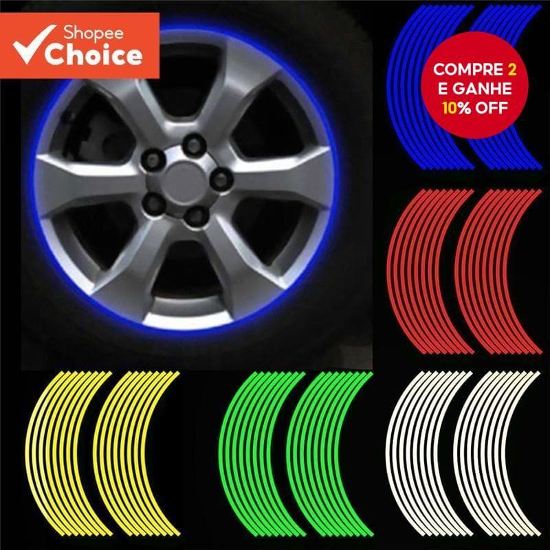 Fita Reflexiva Adesiva De 16 Unidades Para Roda De Motocicleta