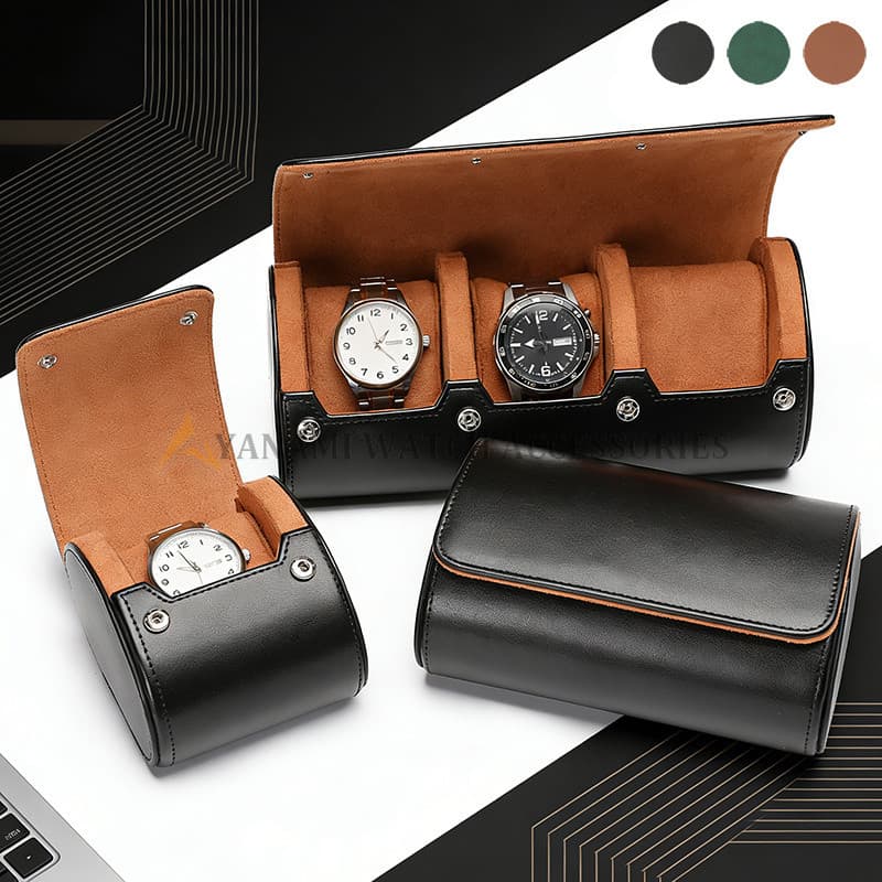 1/2/3 Slots Organizador De Armazenamento De Relógio De Couro Caso Titular Do Transportar Caixa De Rolo Viagem Embalagem 
