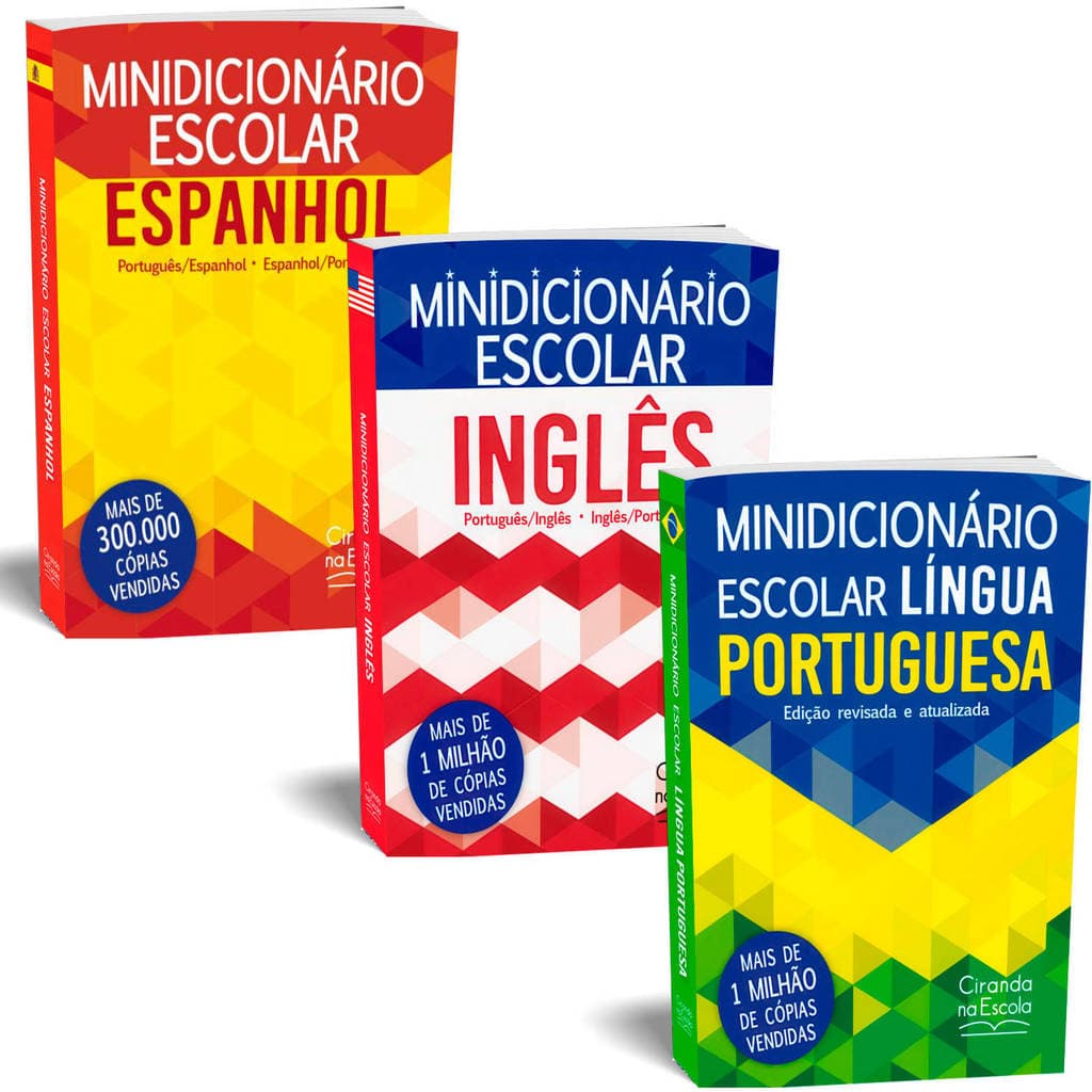 Kit Minidicionário Escolar Português, Inglês e Espanhol | Ciranda Cultural