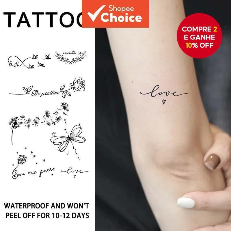 Adesivo de Tatuagem à Prova d'Água de Libélula com Flor Lisa, Tatuagem de Simulação Clavícula Braço Masculino Feminino
