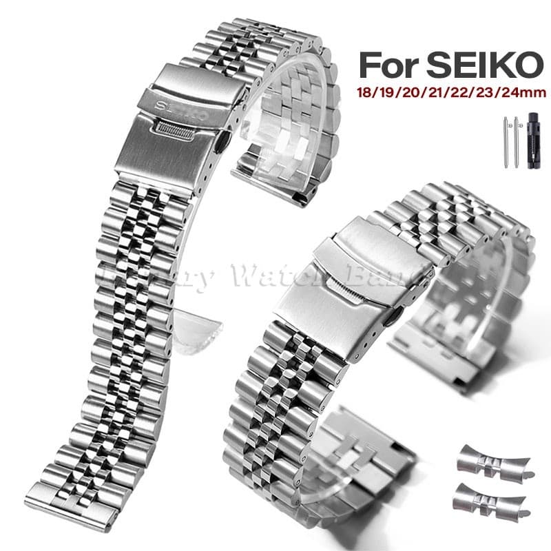 Pulseira De Relógio De Aço Inoxidável Sólido 18 19 20 21 22 23 24mm Para SEIKO SKX007 SKX009 Jubileu Metal Plana Curvada