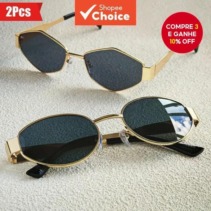 2 Unidades De Óculos De Sol Retrô Ovais Para Homens E Mulheres Elegantes Proteção UV