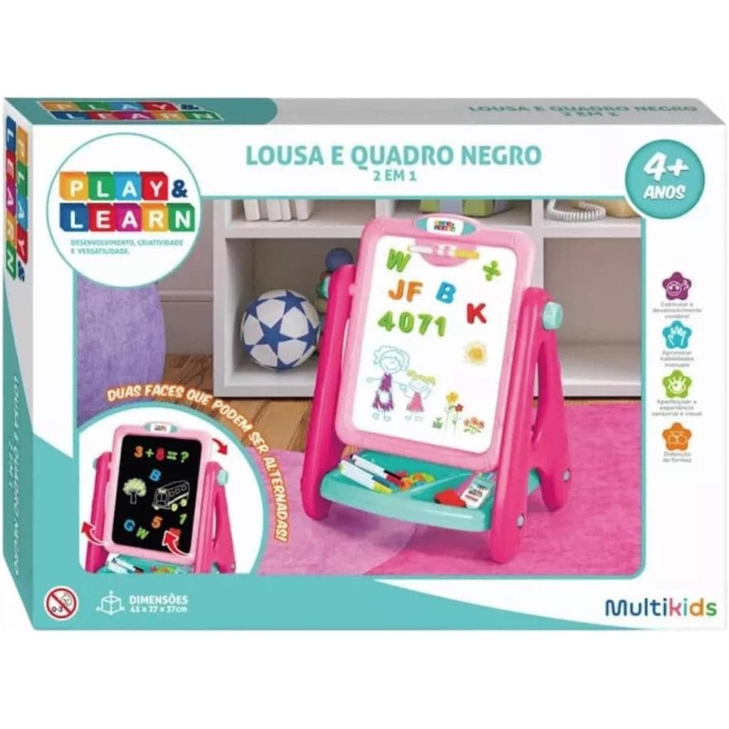 PLAY &amp; LEARN - LOUSA MAGNÉTICA E QUADRO NEGRO 2 EM 1