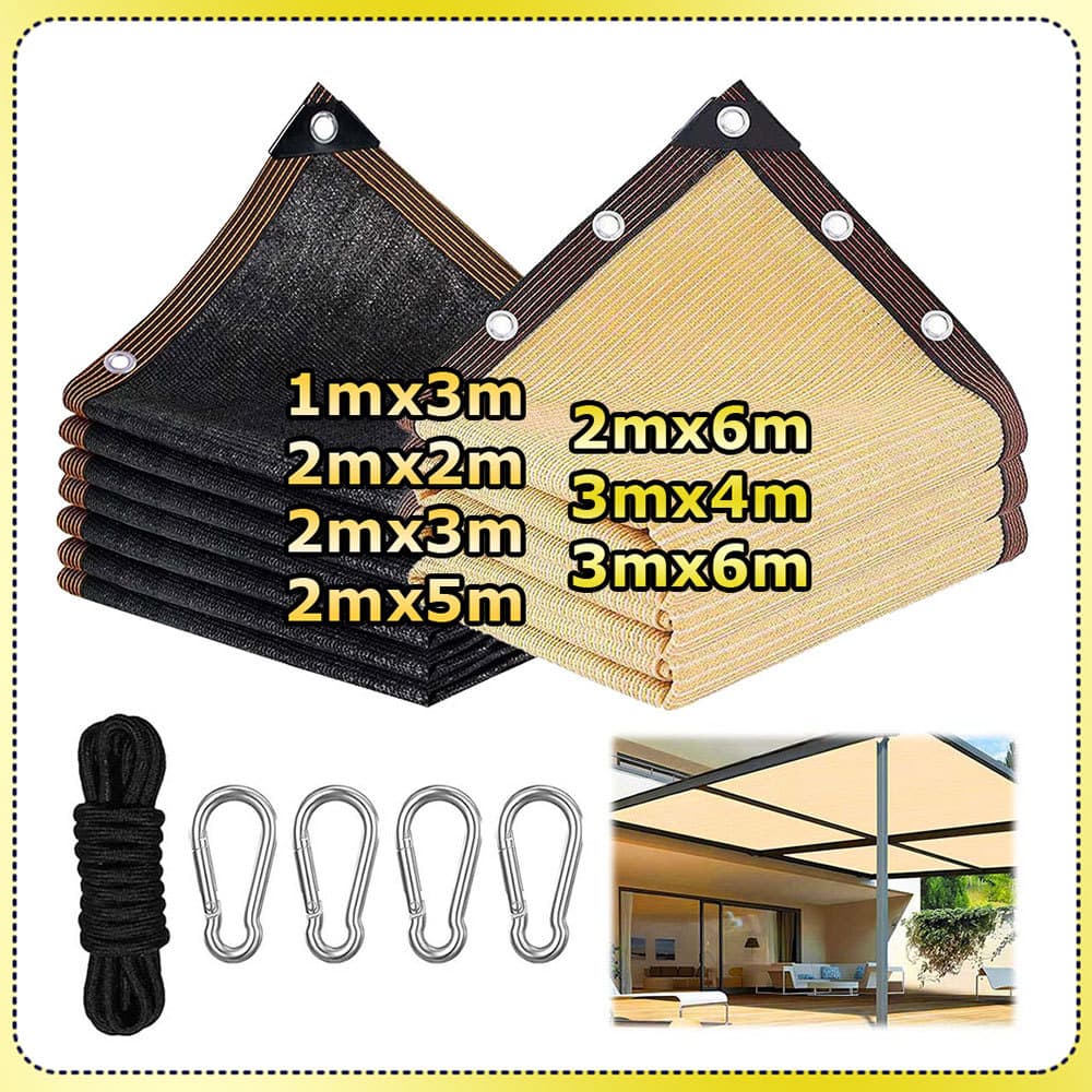 Rede de sombreamento para jardins com ilhós metálicos Rede de proteção solar para áreas externas Preto/Bege
