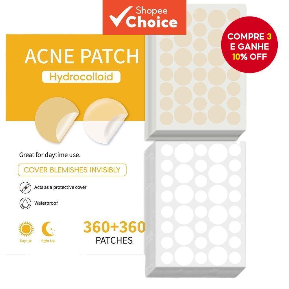 720 Unidades 360 + 360 Adesivo Transparente E Leve Para Acne Em Círculo Cáqui , Tamanhos Diferentes , Adequado , Invisív