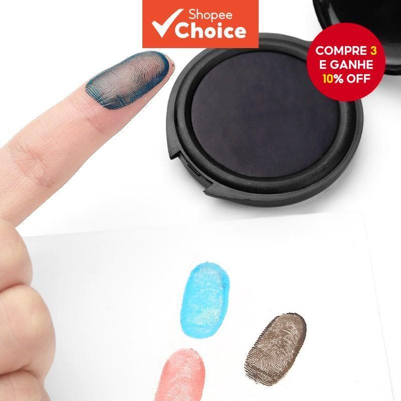 Almofada de Impressão Digital Preta, Secagem Rápida, Tinta Segura, Tamanho Pequeno, Portátil e Fácil de Limpar.