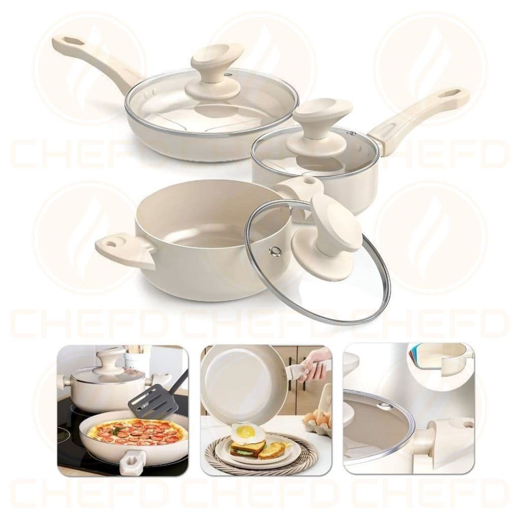 Conjunto de Panelas Cerâmicas 3 Peças: Revestimento Antiaderente e Alças Confortáveis