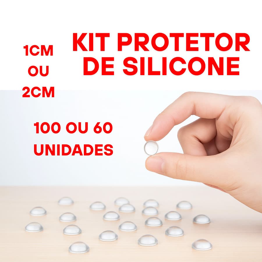 Protetores De Silicone 100UN 1CM Ou 60UN 2CM Anti-impacto Adesivo Bolinha Resistente Porta Moveis