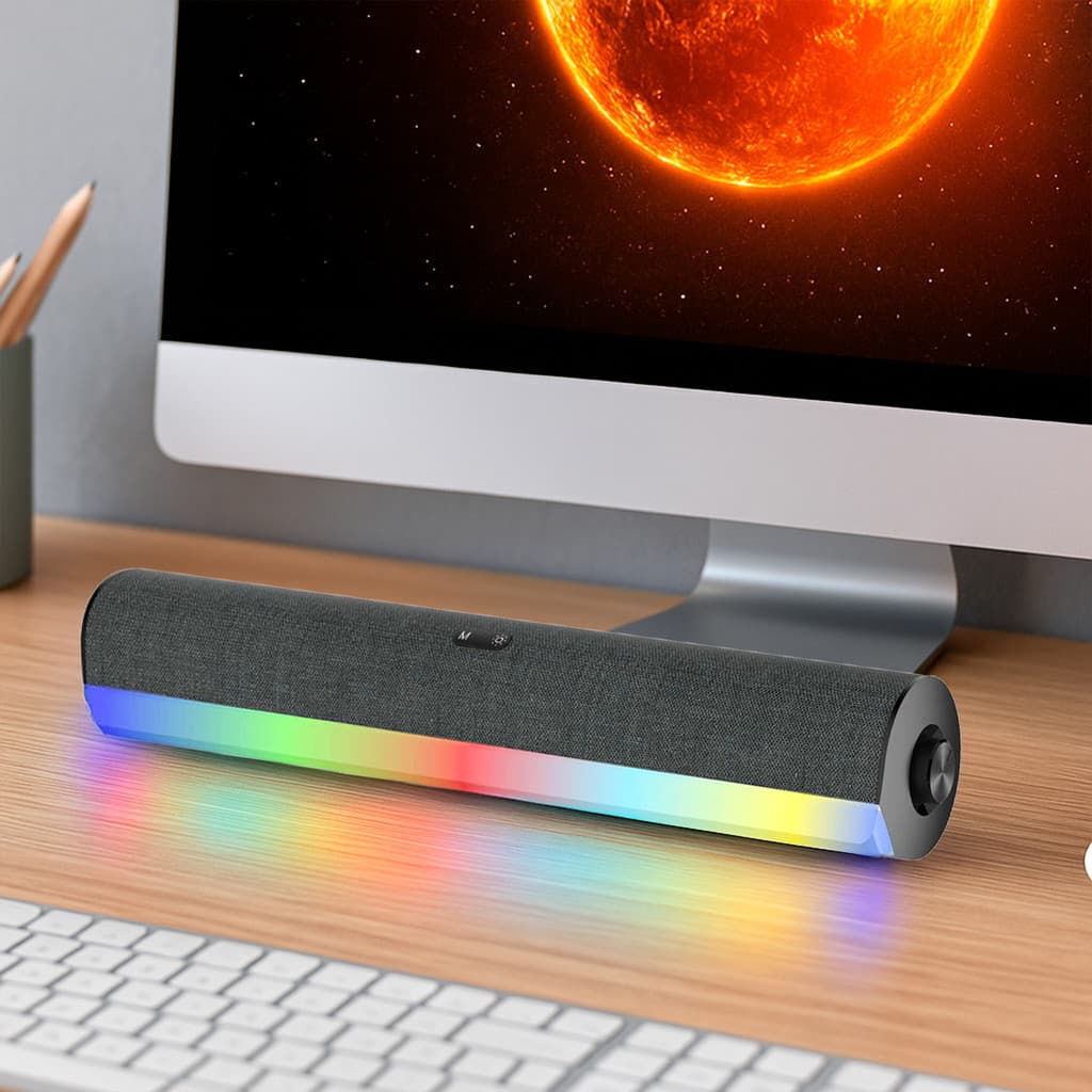Soundbar Painel Led Rgb Bluetooth Portátil Tv Smart Caixa De Som Auxiliar P2 Notebook Pc Cartão Sd Usb