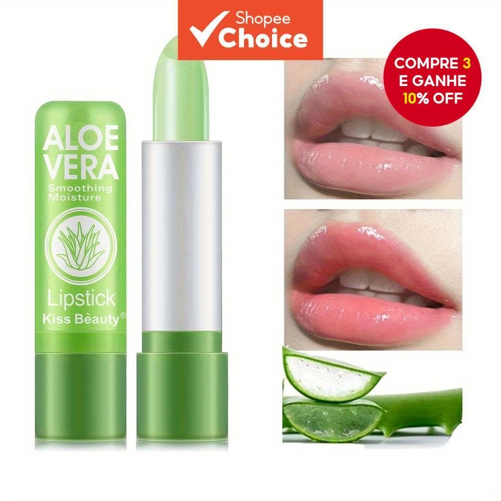  3PCS Batom Matte de Aloe Vera Natural, Batom Mágico que Muda de Cor, Hidratante Labial à Prova d'Água