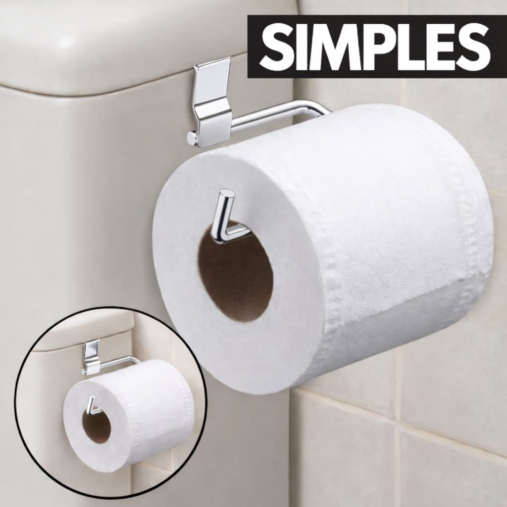 SUPORTE PARA PAPEL HIGIENICO SIMPLES  BANHEIRO P/ CAIXA ACOPLADA COR AÇO CROMADO OFERTA