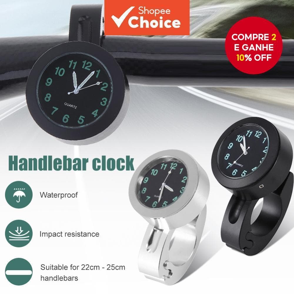  Relógio de Motocicleta Universal à Prova d'Água com Luz Noturna, Mini Relógio de Painel Montável