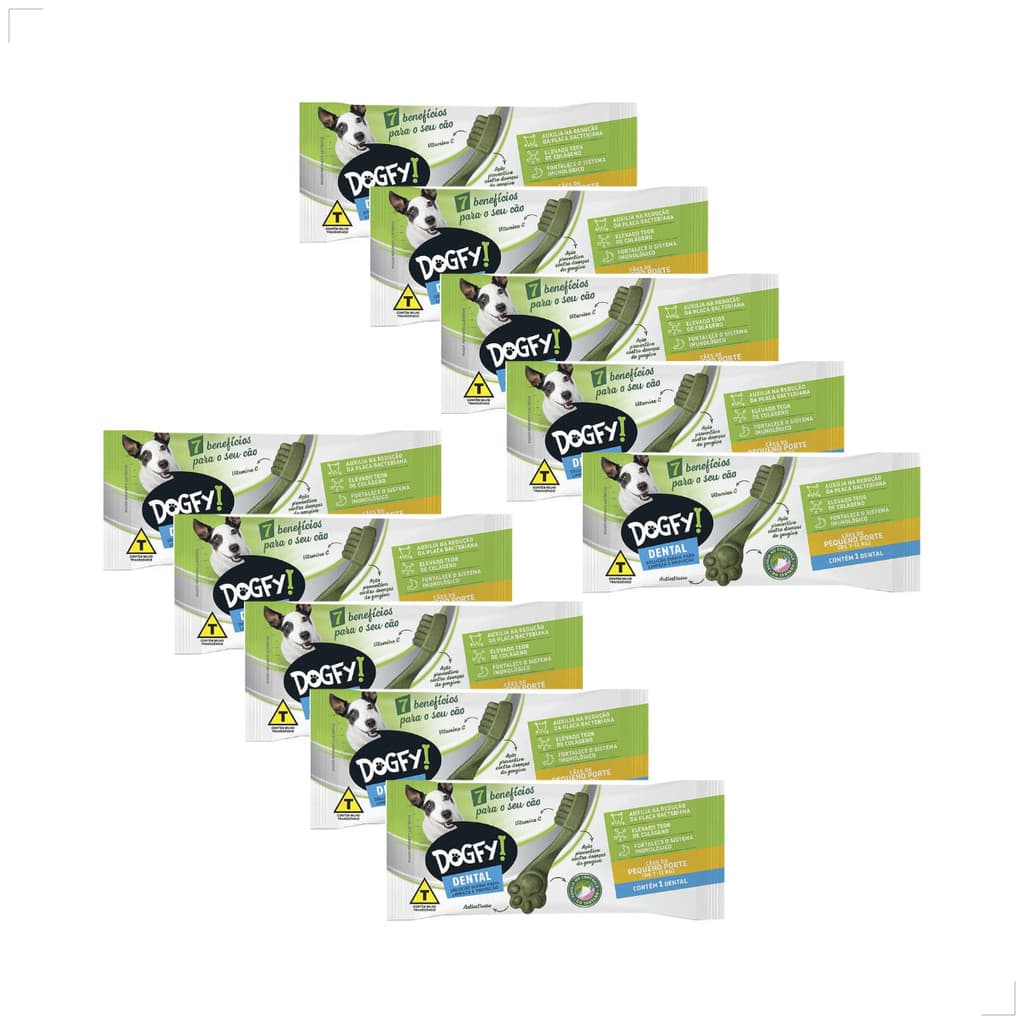 Kit 10 Dogfy Dental Cães Pequenos Limpa Dentes Tártaro Bucal Original