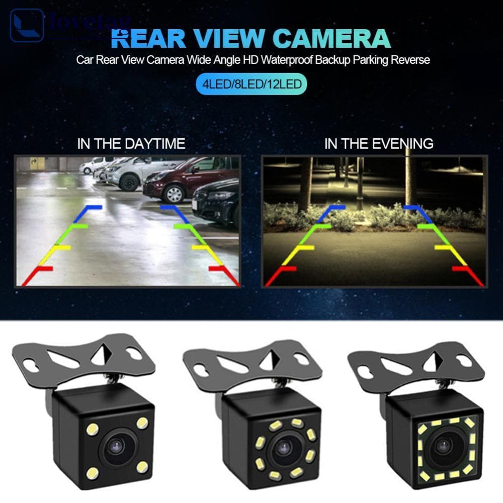 LOVETAG 4LED/8LED/12LED Câmera De Visão Traseira Do Carro Grande Angular HD À Prova Dwaterproof Água Backup Estacionamen