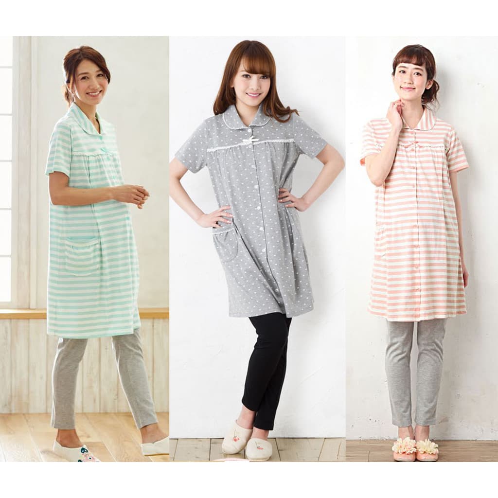 Exportado para o japão verão manga curta pijamas de maternidade conjunto de enfermagem de manga curta E3